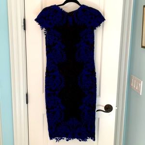 Royal blue & black lace dress